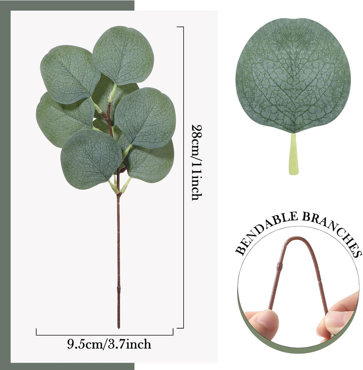 Taiyin 70 Pieces Artificial Eucalyptus Leaves Set Greenery Eucalyptus Stem