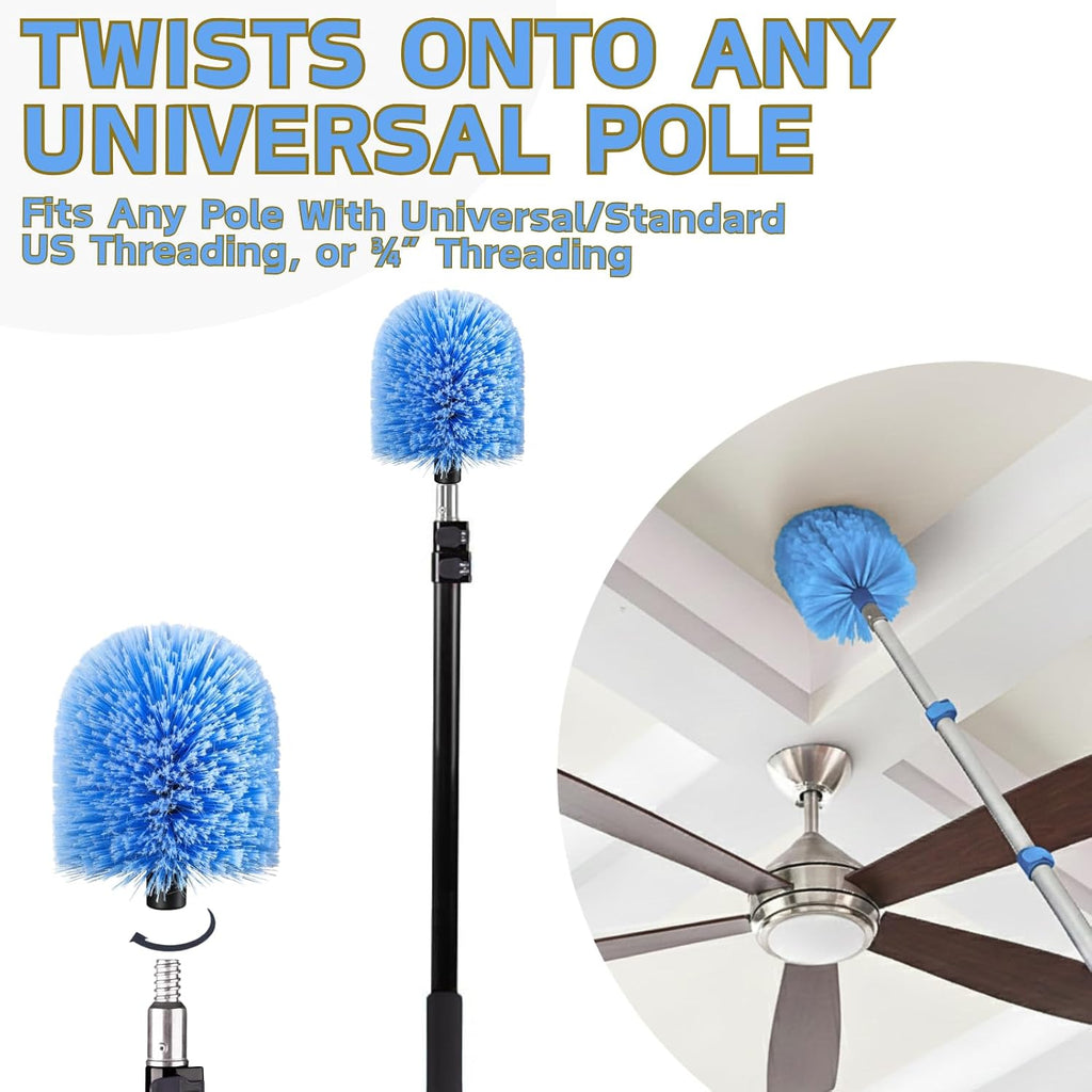 26FT High Reach Cobweb Duster with 5-20ft Extension Pole, 6 Pack Big Webster Cobweb Duster, Aluminum Telescopic Cobweb Brush, Spider Web Brush for Outdoor & Indoor Cleaning(20FT, Duster Kit)