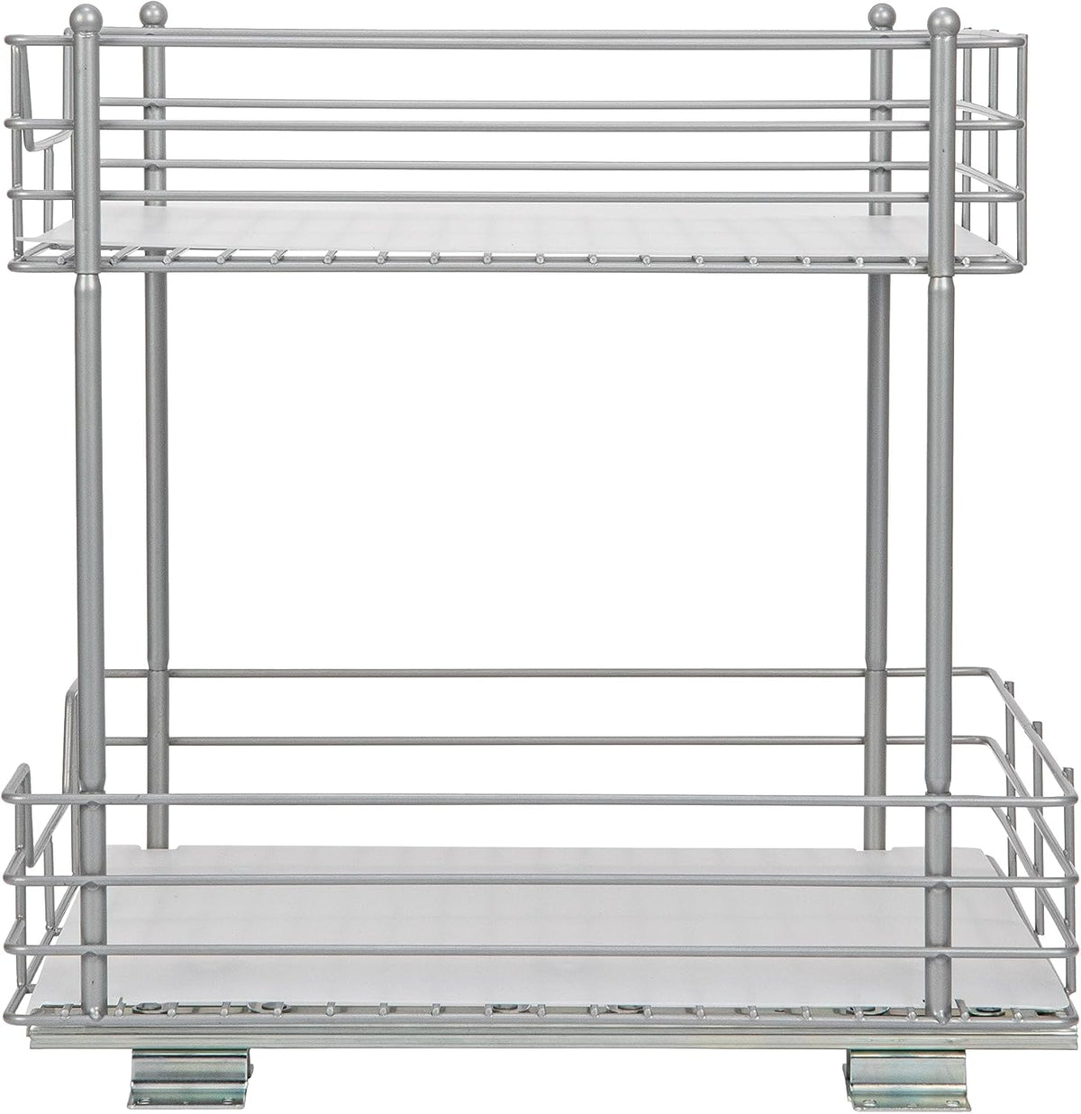 Household Essentials Brushed Steel & Plastic Two-Tier Pantry Organizer, Silver