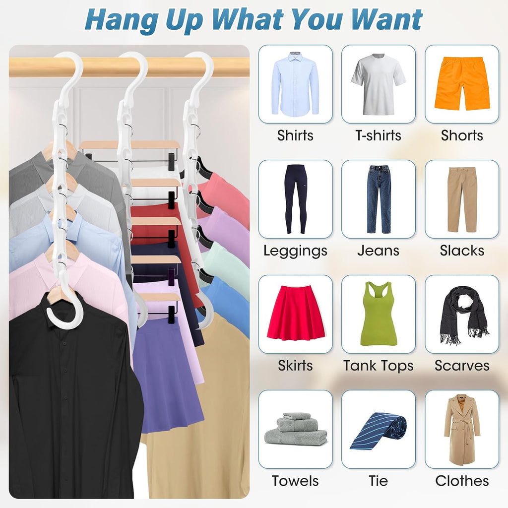 24 Pack Hangers Space Saving Magic Plastic Hanger Organizer White
