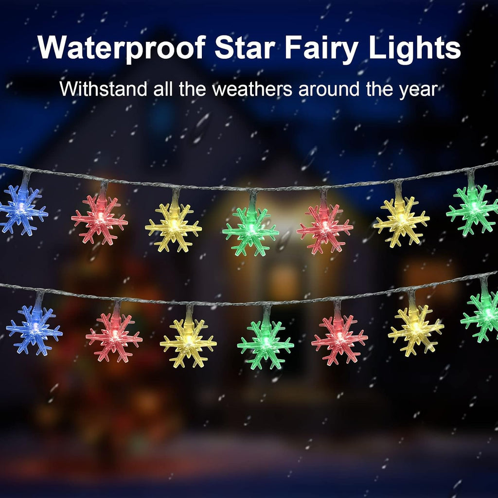 AUAUY Snowflakes String Lights 40 LED 19.6FT String Lights Battery Operated