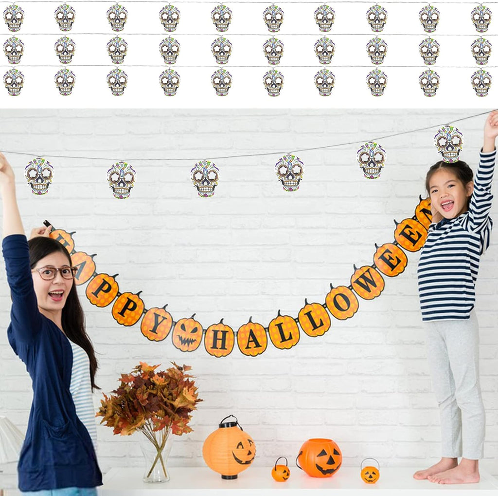Halloween String Lights, 15 FT 30 LED Halloween Skull Fairy Lights Decor