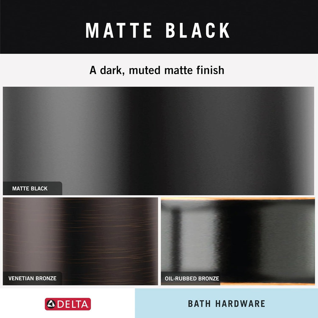 Delta Faucet Becker (1-Pack) Toilet Paper Holder, Matte Black, Wall Mounted Euro Hook Design BCK50-MB