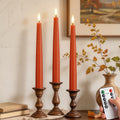 Fall Taper Candles Flameless Burnt Orange Candle Sticks, Terracotta, 3 Pack