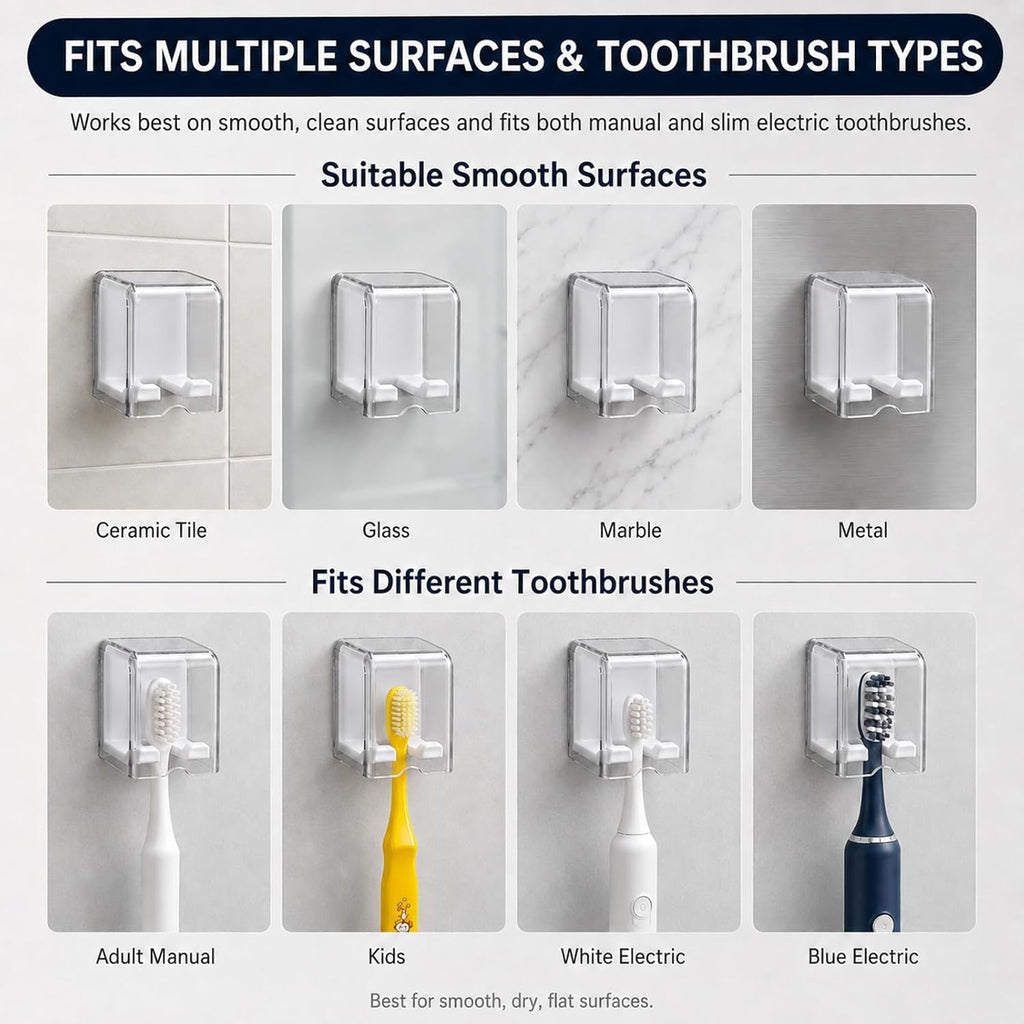 Toothbrush Holders for Bathroom Wall, 2 Pack with Flip Covers and Drainage