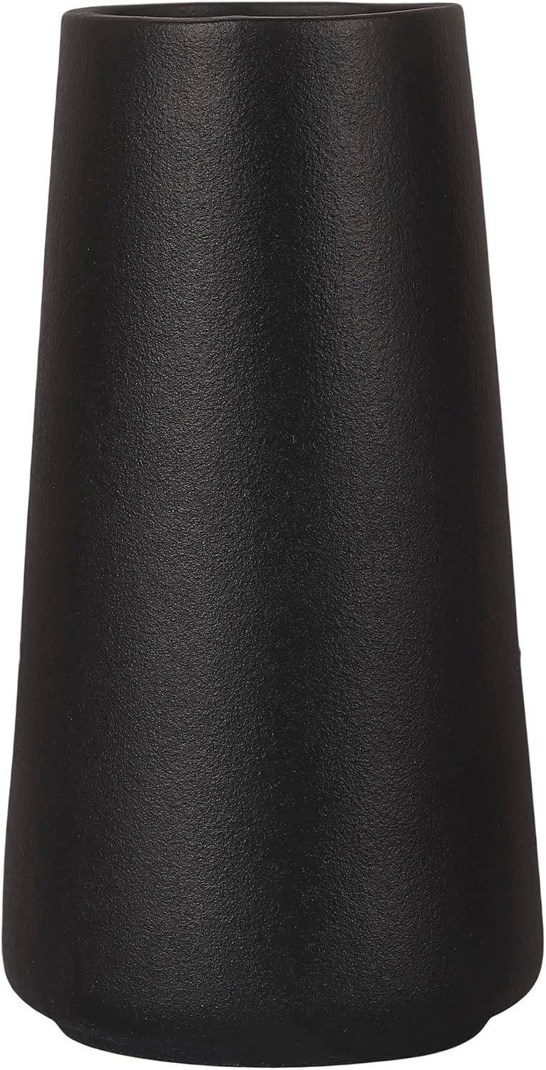 Ceramic Black Vase, Simple Vases for Lavender Pampas Grass Dried Flowers Plants, Frosted Elegant Vase for Modern Table Shelf Wedding Home Decor (Large)