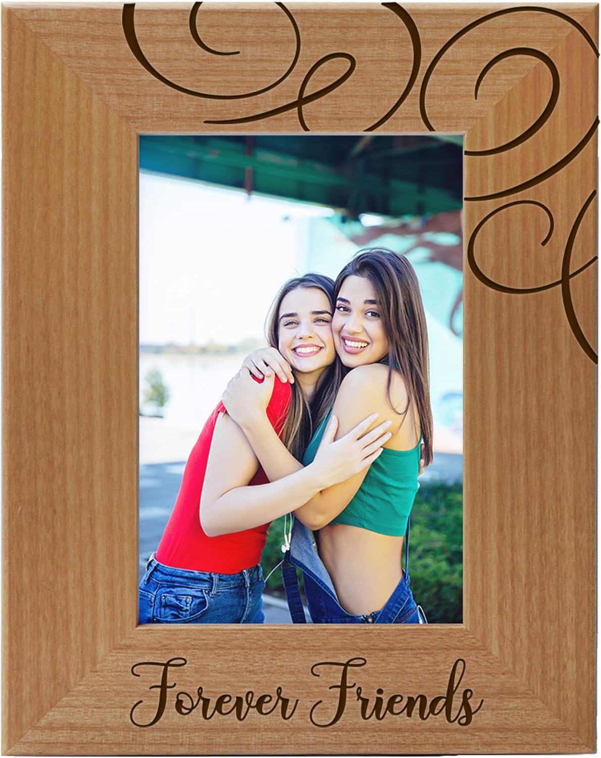 Best Friends Picture Frame Gift - Forever Friends - Birthday Gifts for Women, Besties - Unique Present for Long Distance Friendship - Engraved Wood Photo for Soul Sisters, 4x6 Vertical