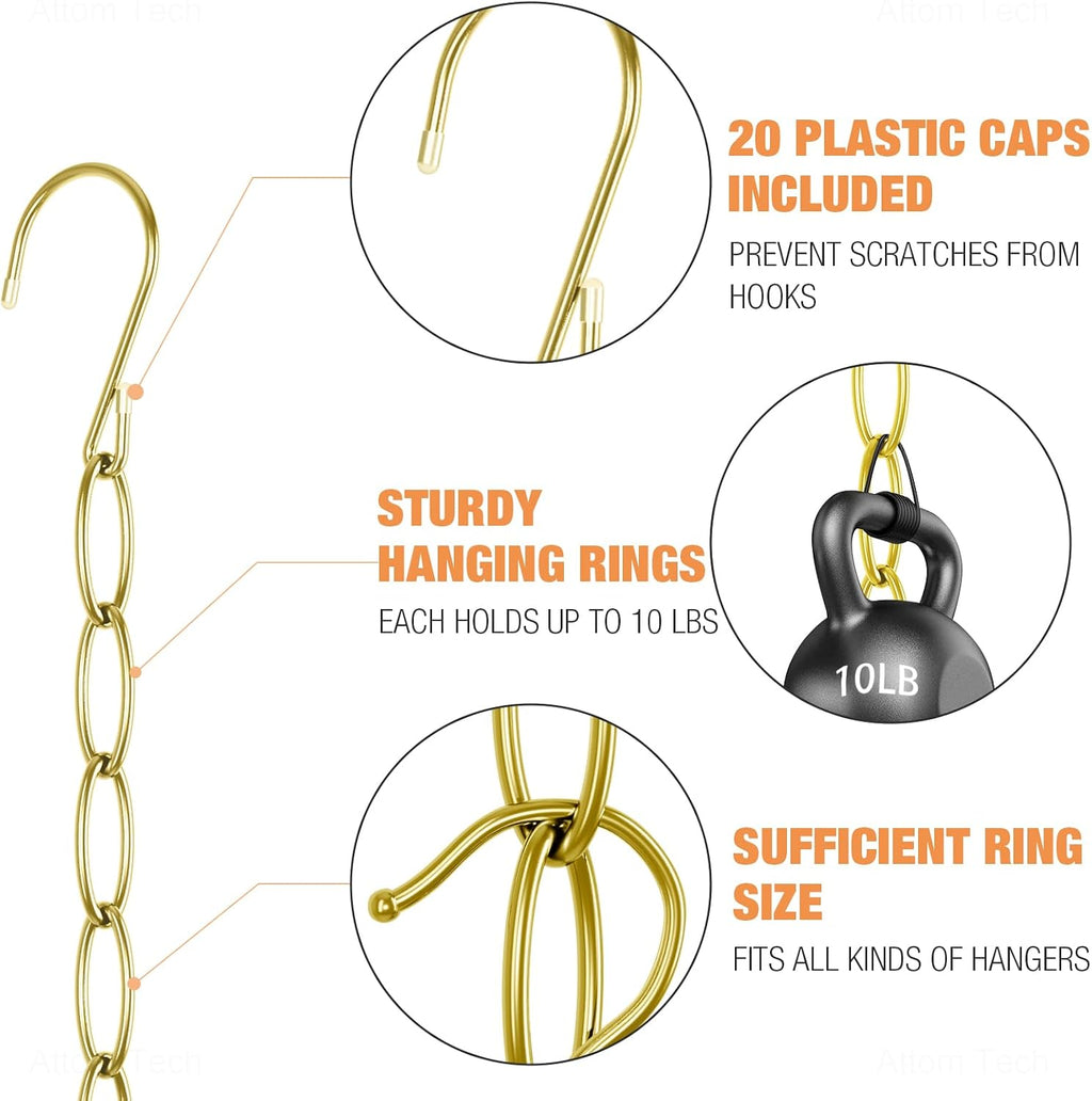 NiHome Clothing Chain Hangers 10-Pack, Space Saving Metal Closet Organizer