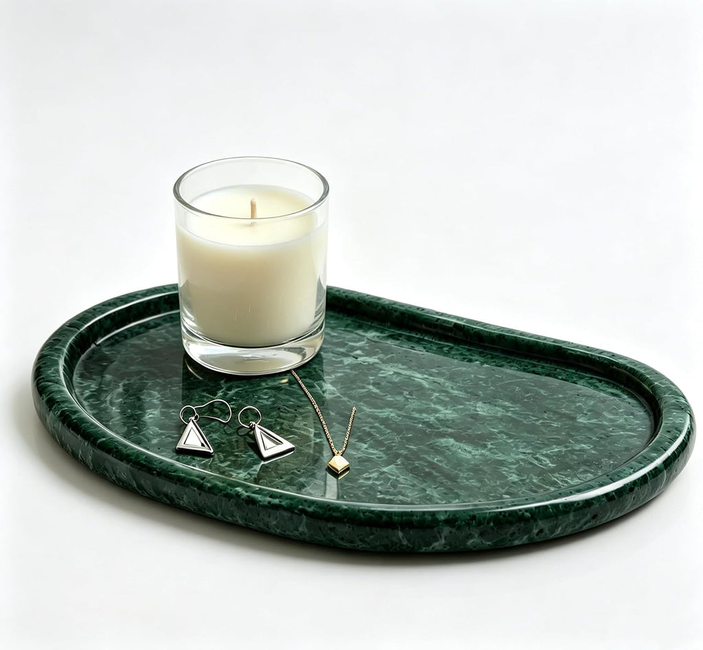 N NANSHOP Natural Marble Jewelry Tray, Marble Ring Dish for Bathroom