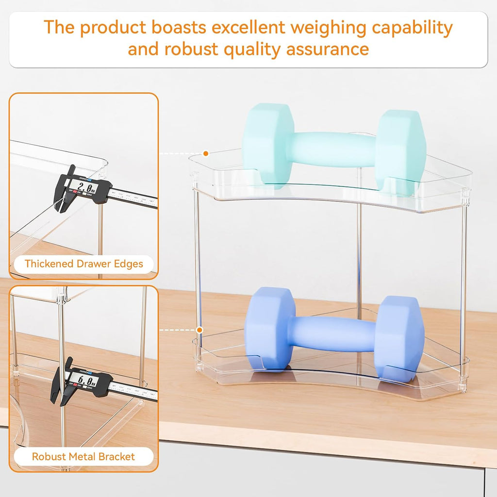 Yieach 2 Tier Corner Bathroom Counter Organizer,Clear Sink Shelf,Bathroom Corner Organizer and Storage for Restroom,Vanity Countertop,Two Tier Small Sink Organizers & Rack for Makeup,Beauty Product