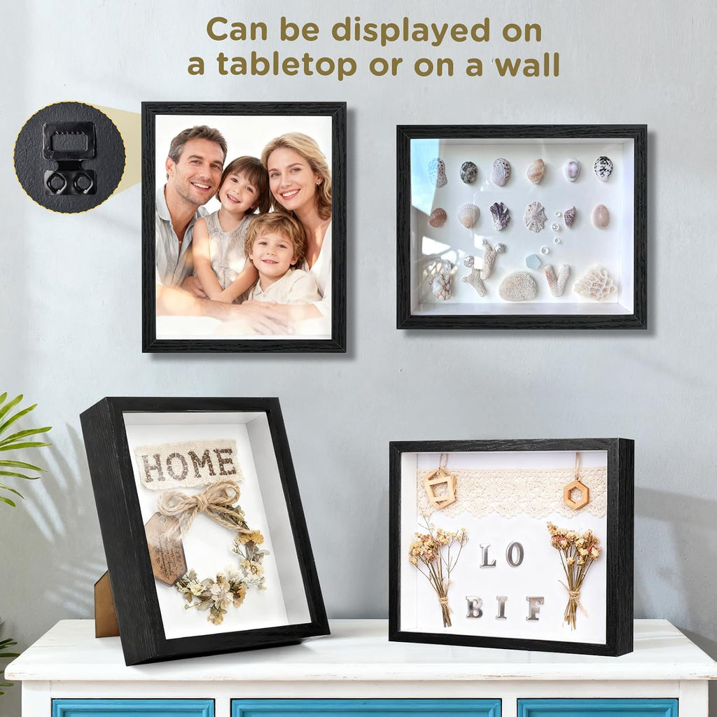 2 Pack Shadow Box Frame 11"x 14" - Wood Deep Shadowbox with Glass