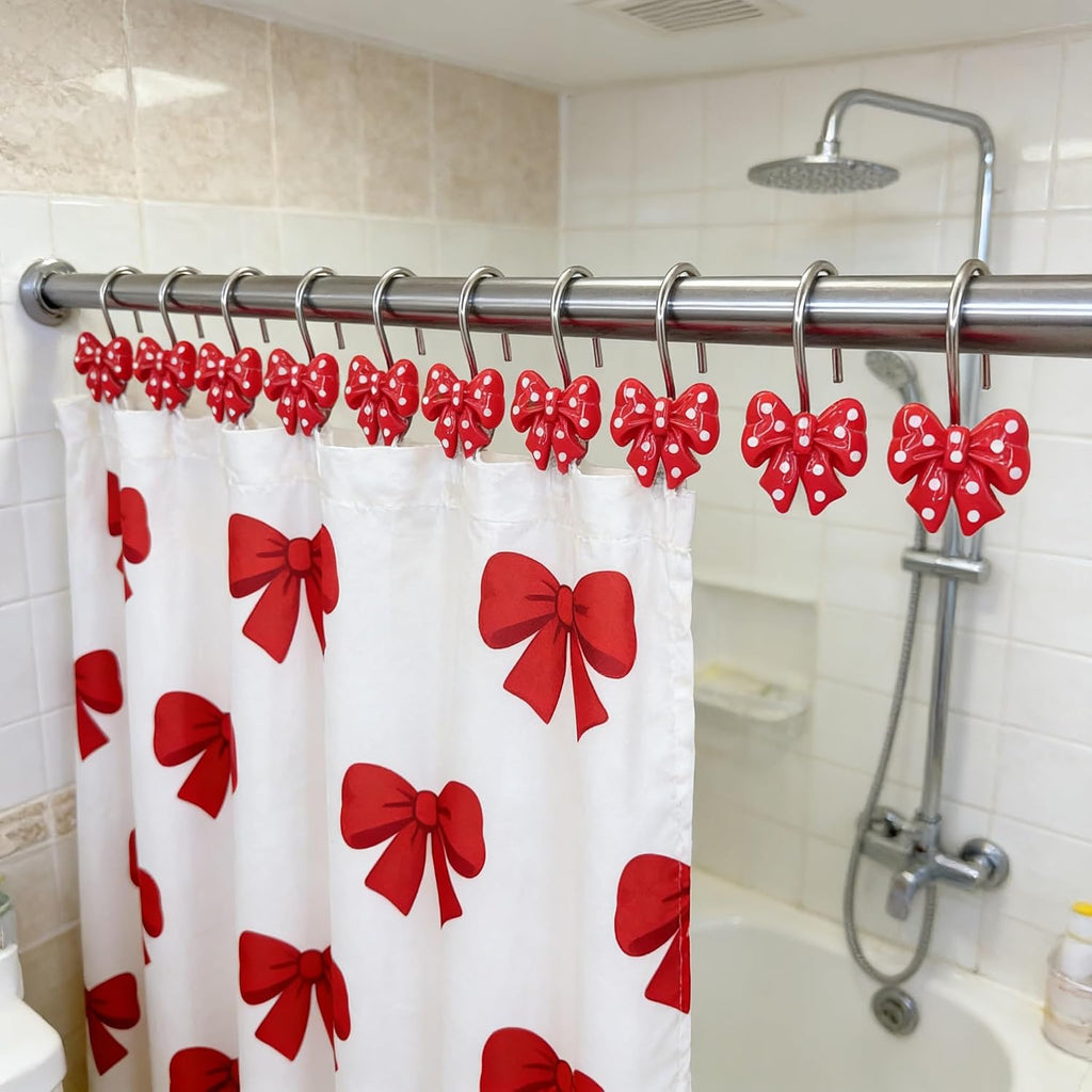 Twofishes Home Fashion Red Shower Curtain Rings Pack of 12