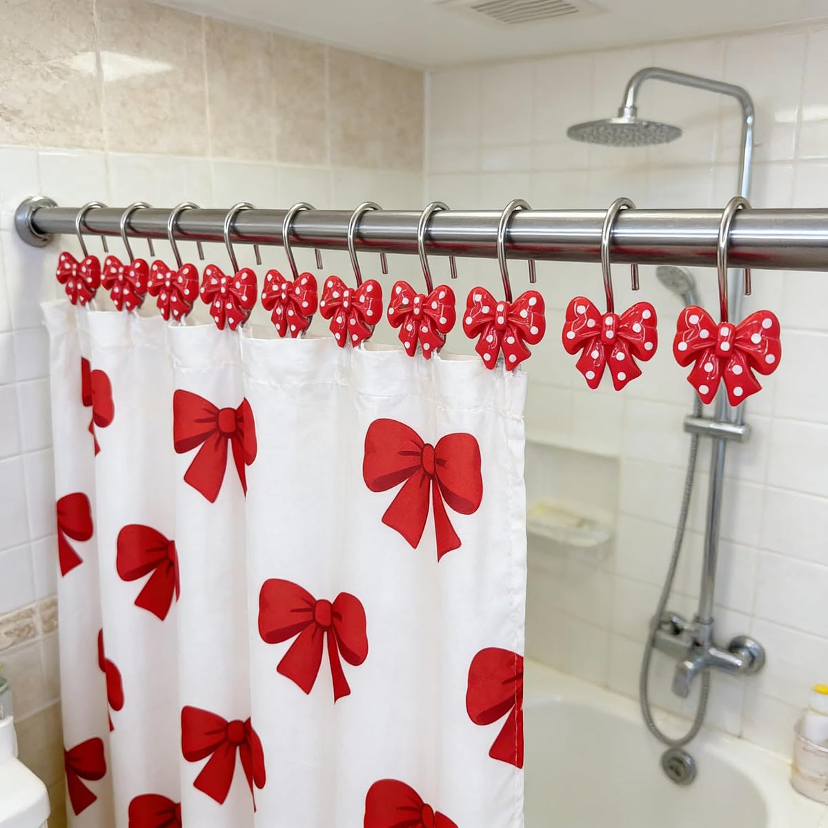 Twofishes Home Fashion Red Shower Curtain Rings Pack of 12