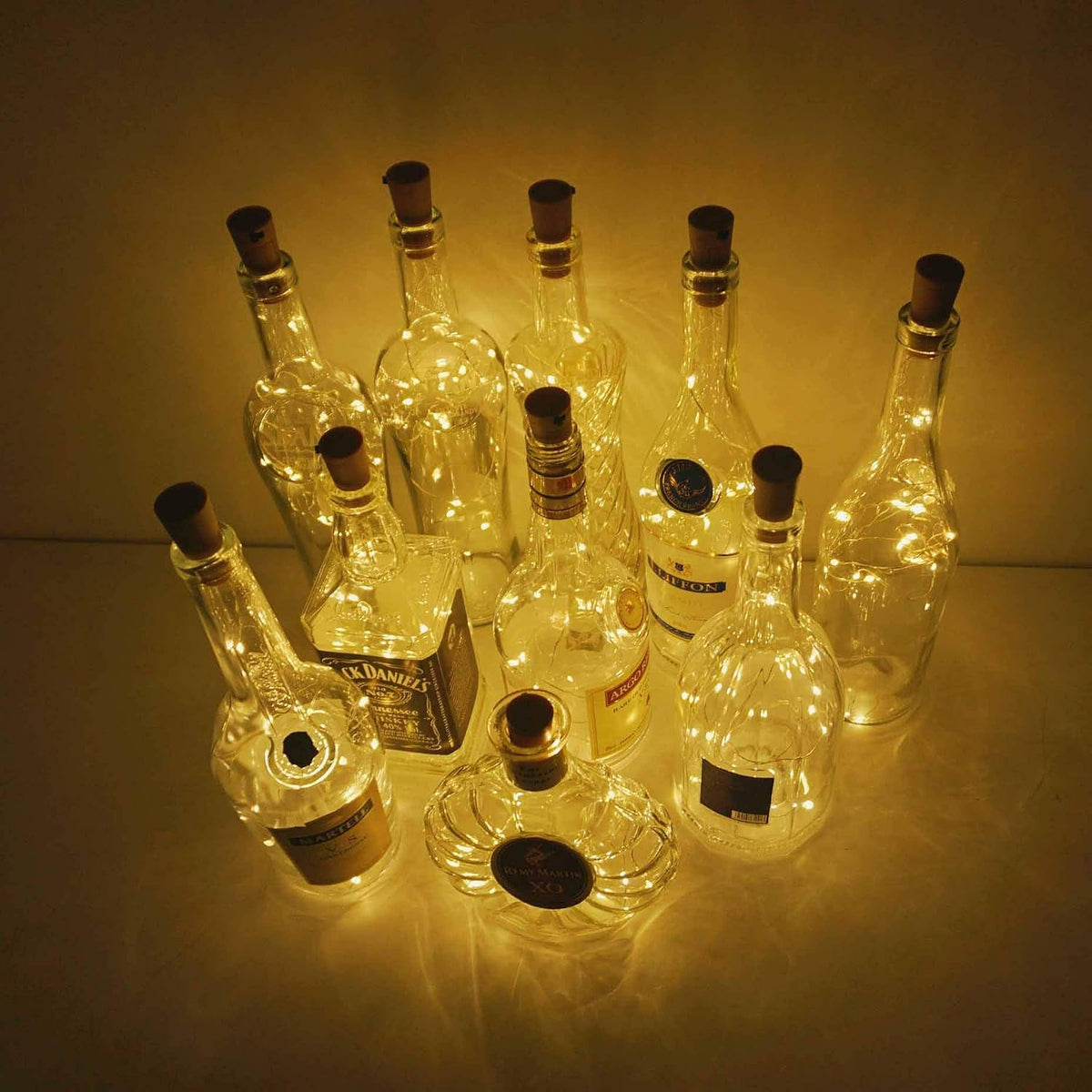 20 LED Wine Bottle Cork Light with Copper Wire, Battery Operated Bottle Stopper Lamp for Ambient Home Bar Decor, Warm White, 10 Pack