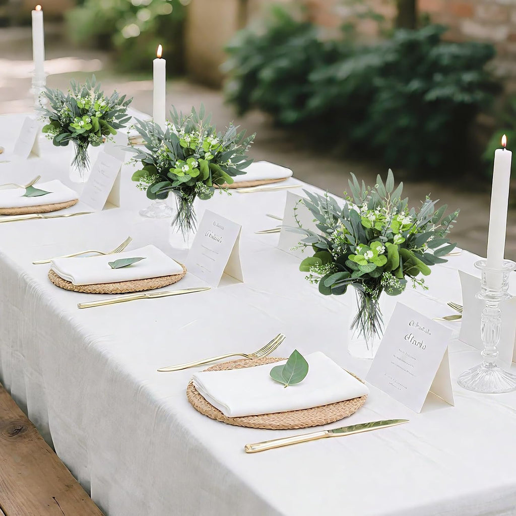 100 Pcs Mixed Eucalyptus Stems Bulk, 4 Style Artificial Silver Dollar Eucalyptus Leaves for Wedding Centerpieces, Faux Greenery Branches for Wedding Centerpiece Vase Bouquet Floral Home Decor