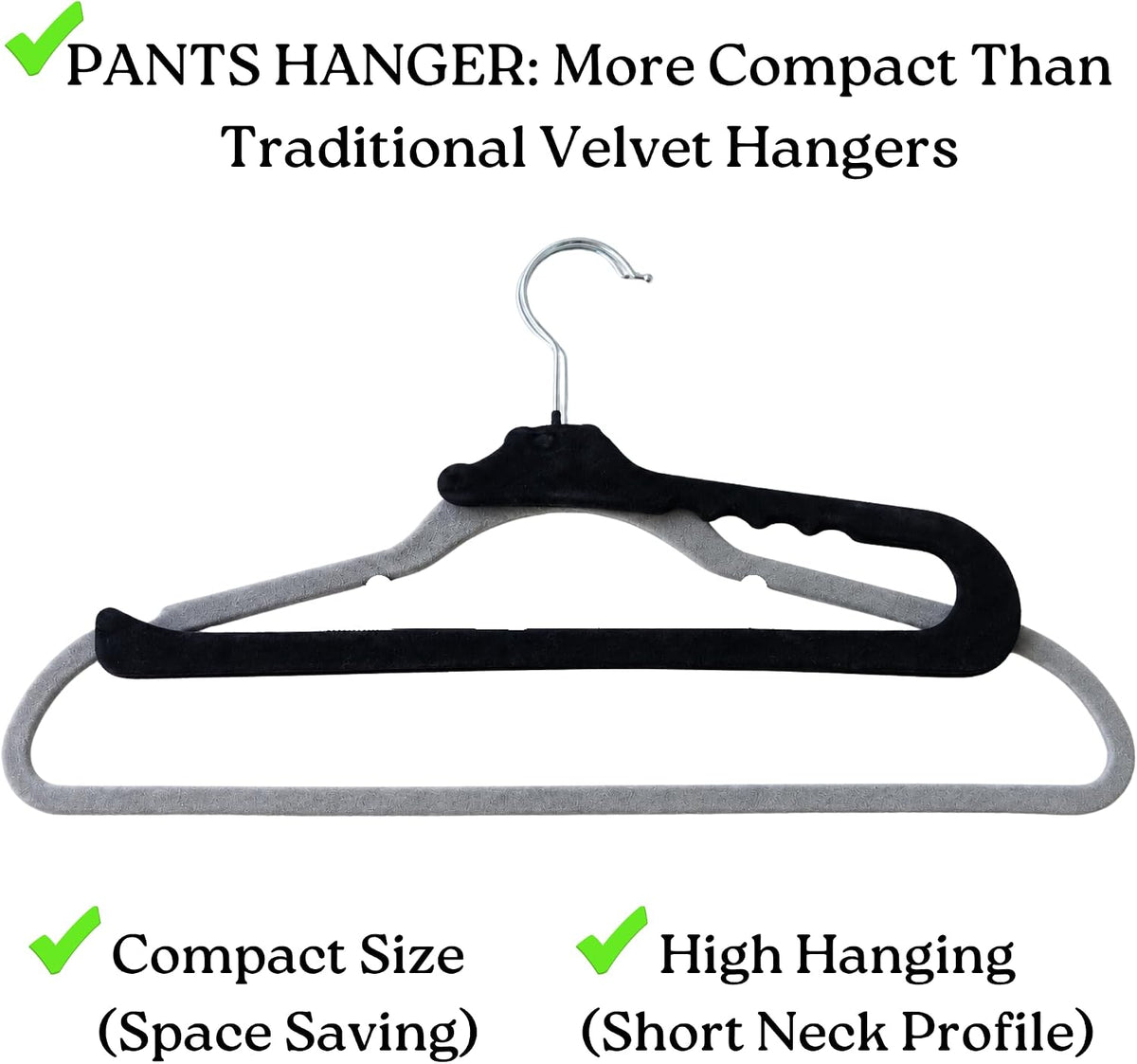 ZAKUTO Velvet Pants Hangers 50 Pack, Open Ended, Short Neck, Jean Hangers