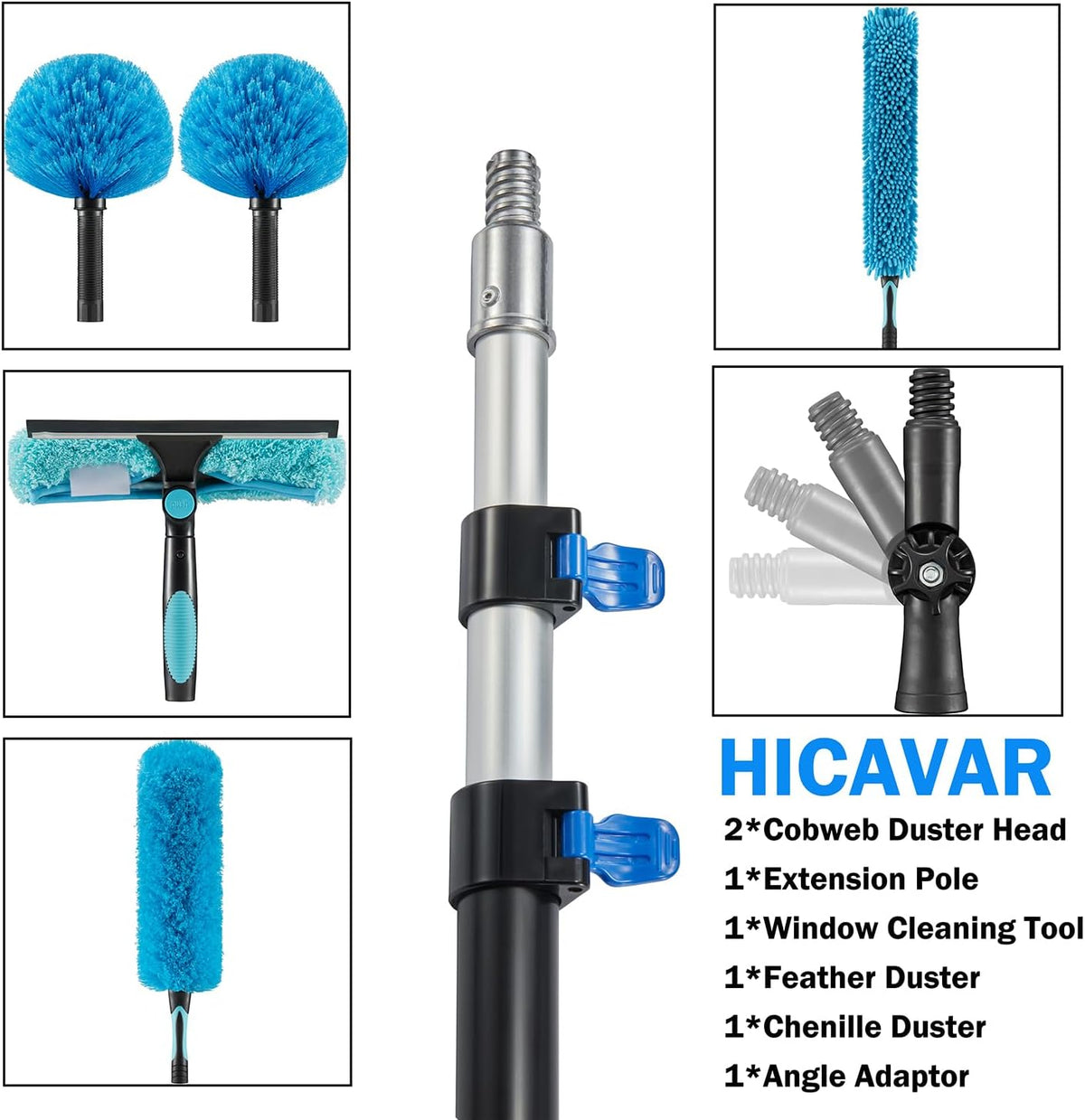 20 Foot High Ceiling Fan, Cobweb Duster with 5-12ft Extension Pole