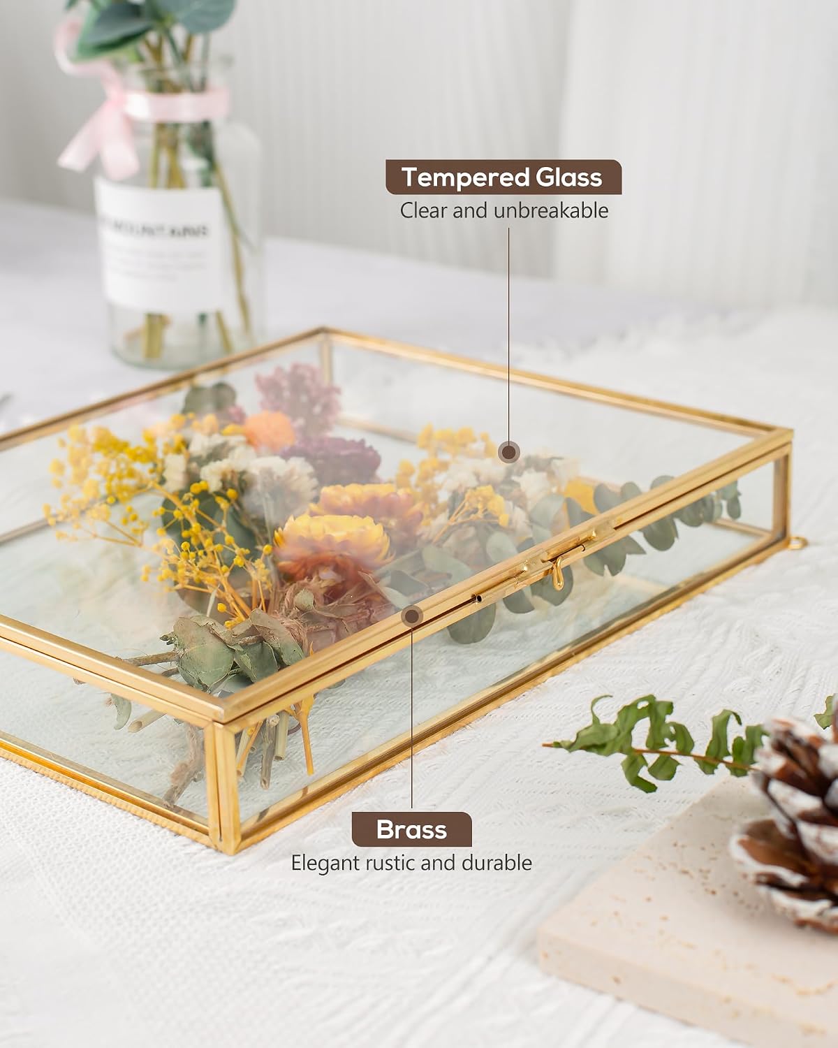 Shadow Box Frame 8x10, Deep Glass Shadow Box Display Case, 3D Shadow Boxes Picture Frame for DIY Wedding Dried Flowers, Memories, Tickets and Photos