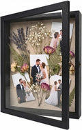 11×14 Shadow Box Frame, Linen Back, Glass Door, Hinge Display Case
