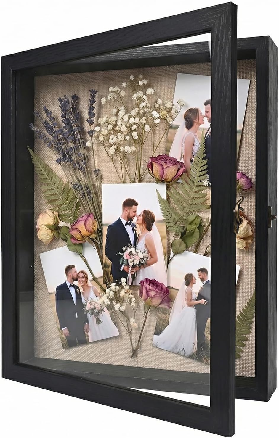 11×14 Shadow Box Frame, Linen Back, Glass Door, Hinge Display Case