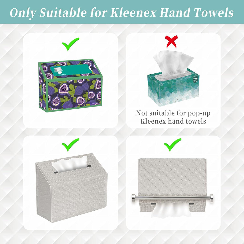 NiHome PU Leather Tissue Box Cover for Kleenex Hand Towels, Gray