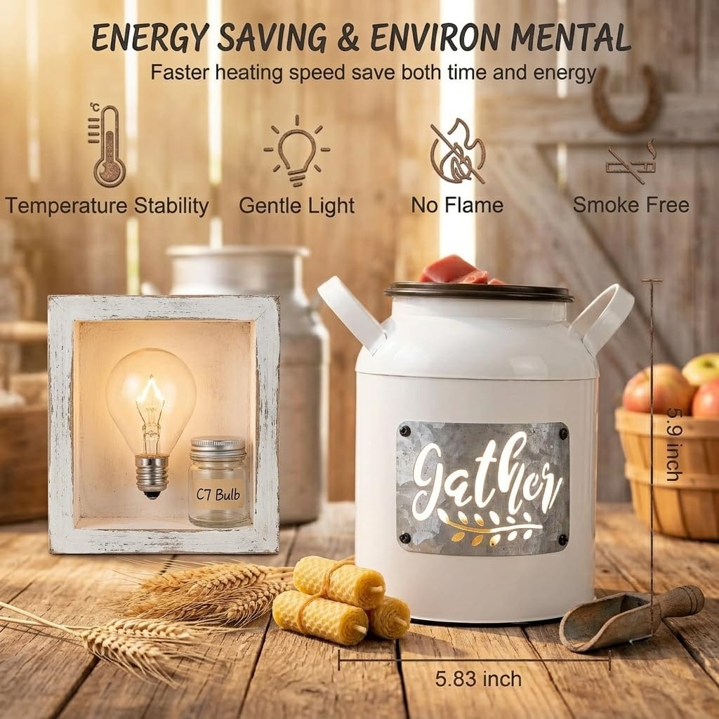NAFANG White Wax Melt Warmer, Farmhouse Wax Warmer for Scented Wax