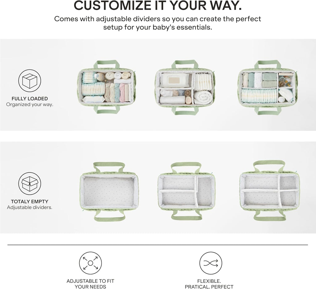 Koala Babycare Baby Diaper Caddy Organizer - Large Portable Nursery Storage Baby Basket with Handles for Newborn Essentials, Diapers, Wipes - Changing Table Caddy Organizer for Boy & Girl