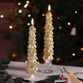 Eywamage Gold Christmas Tree Flameless Taper Candles with Remote Set of 2