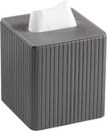 PU Leather Tissue Box Cover, Square Tissue Holder (Slate Grey)