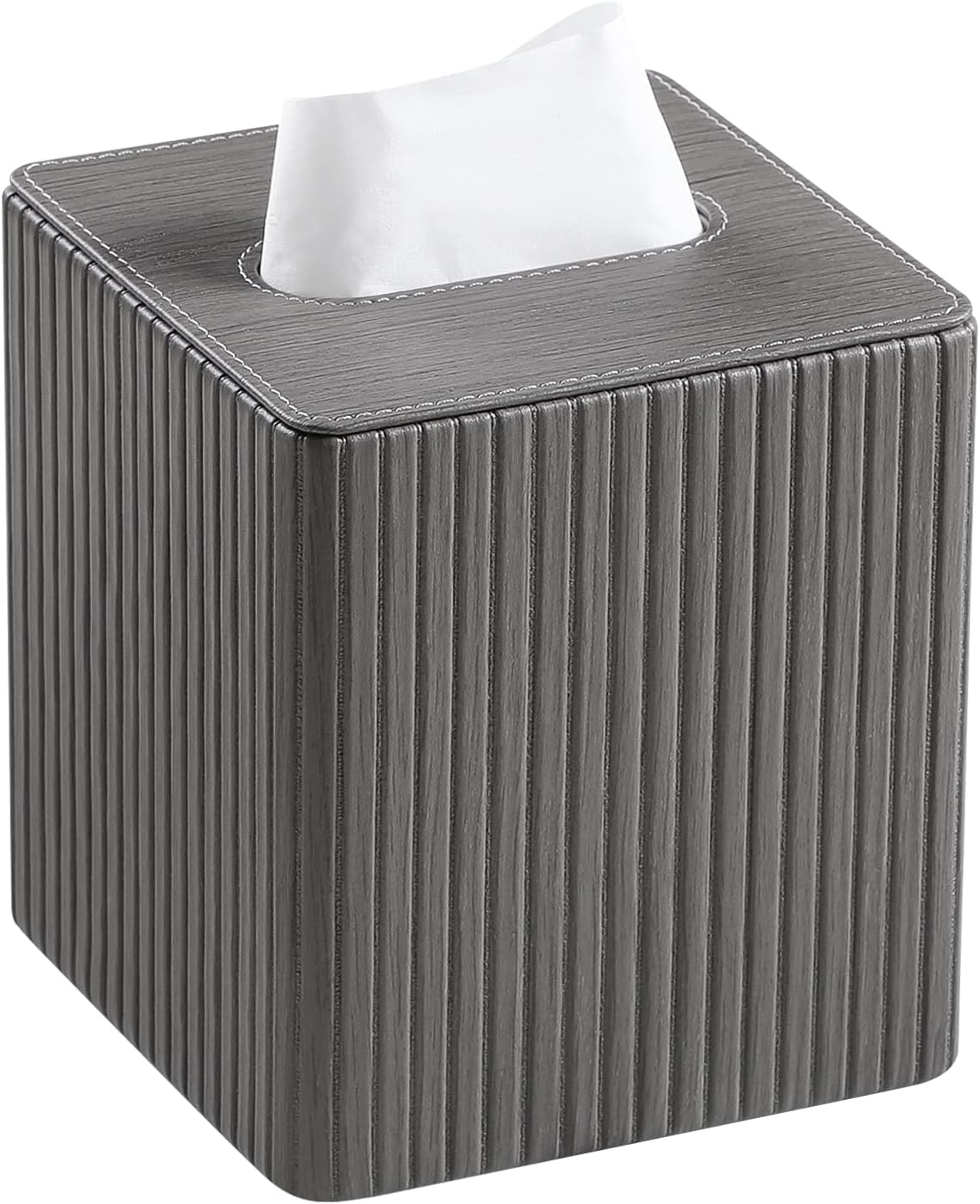 PU Leather Tissue Box Cover, Square Tissue Holder (Slate Grey)