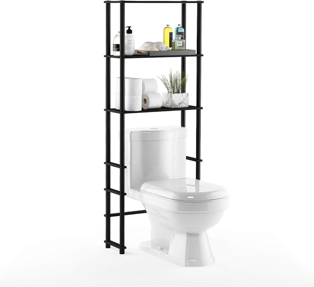 Furinno Turn-N-Tube with 3 Shelves Toilet Space Saver, Espresso/Black