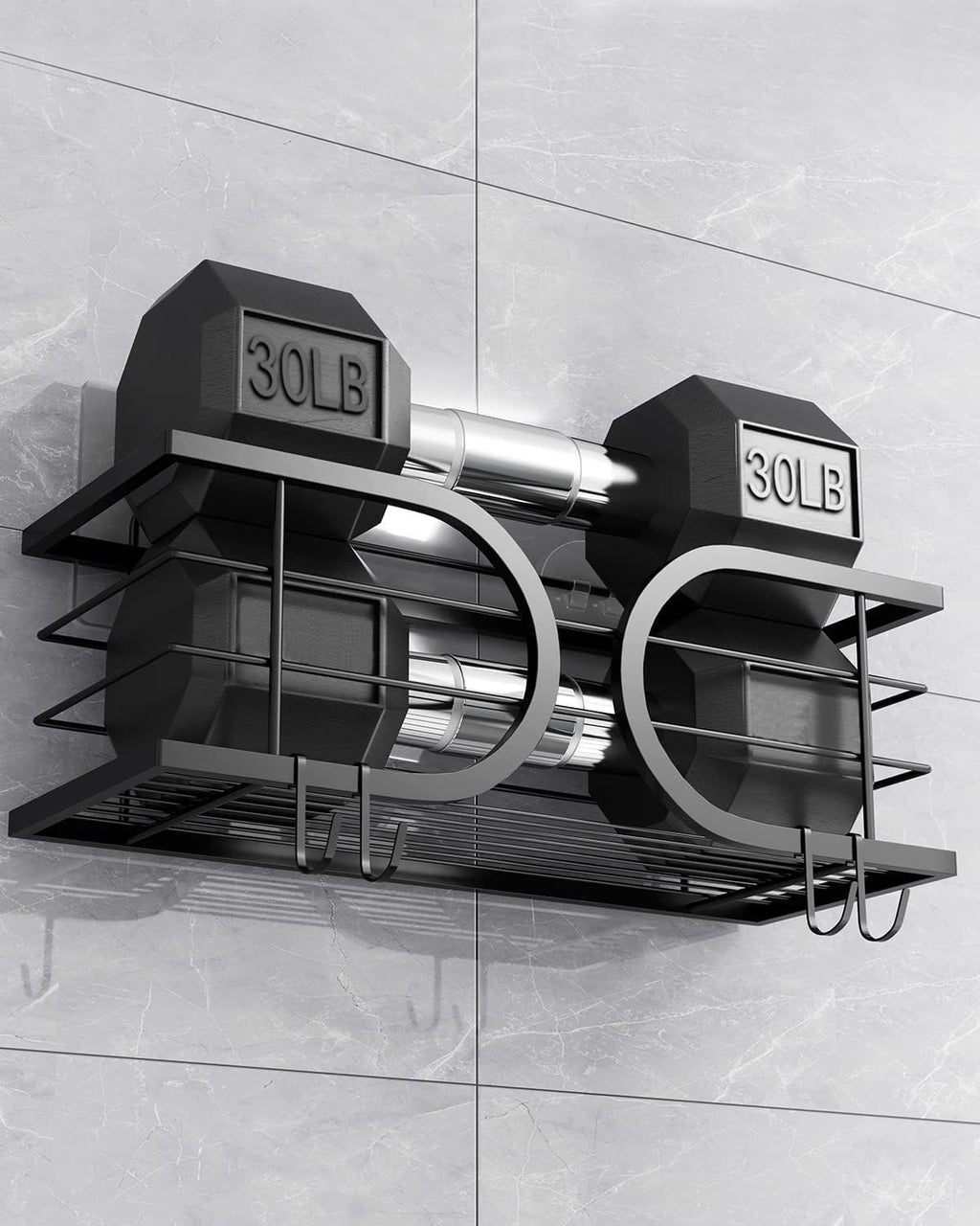 Shower Caddy No Drill Adhesive Wall Mounted SUS304 Stainless Steel Durable Large Capacity Shower Rack Organizer Quick Dry Rustproof Bathroom Storage Shelves - 2 Pack (Black)