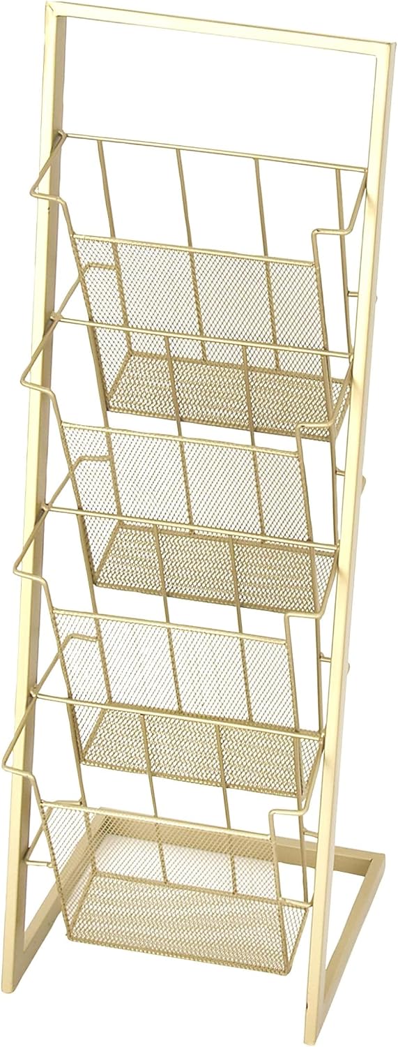Deco 79 Contemporary Metal Rectangle Magazine Holder, 12" x 10" x 34", Gold