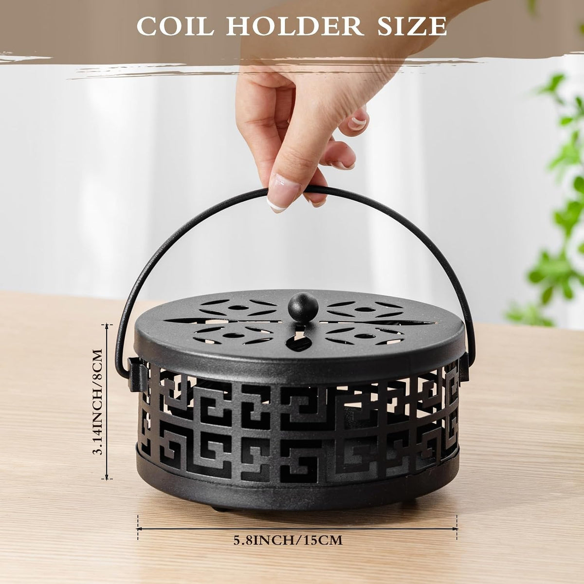 Lallisa 2 Pieces Mosquito Coil Holder Incense Coil Holder Round Retro Portable Metal Hanging Incense Burner Holders with Handle for Home Indoor Outdoor Camping Patio (Bronze)