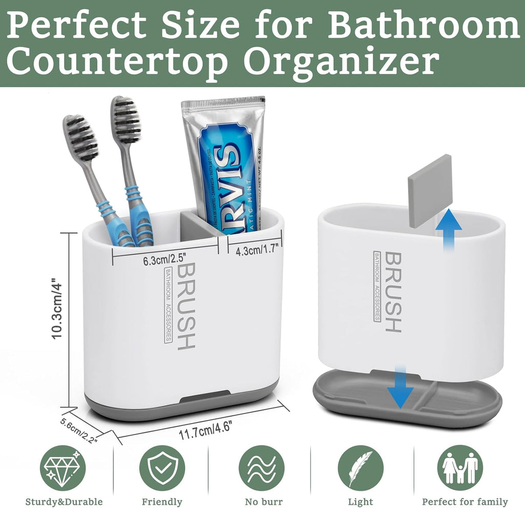 Toothbrush Holders Toothpaste Organizer for Bathrooms, White, Small