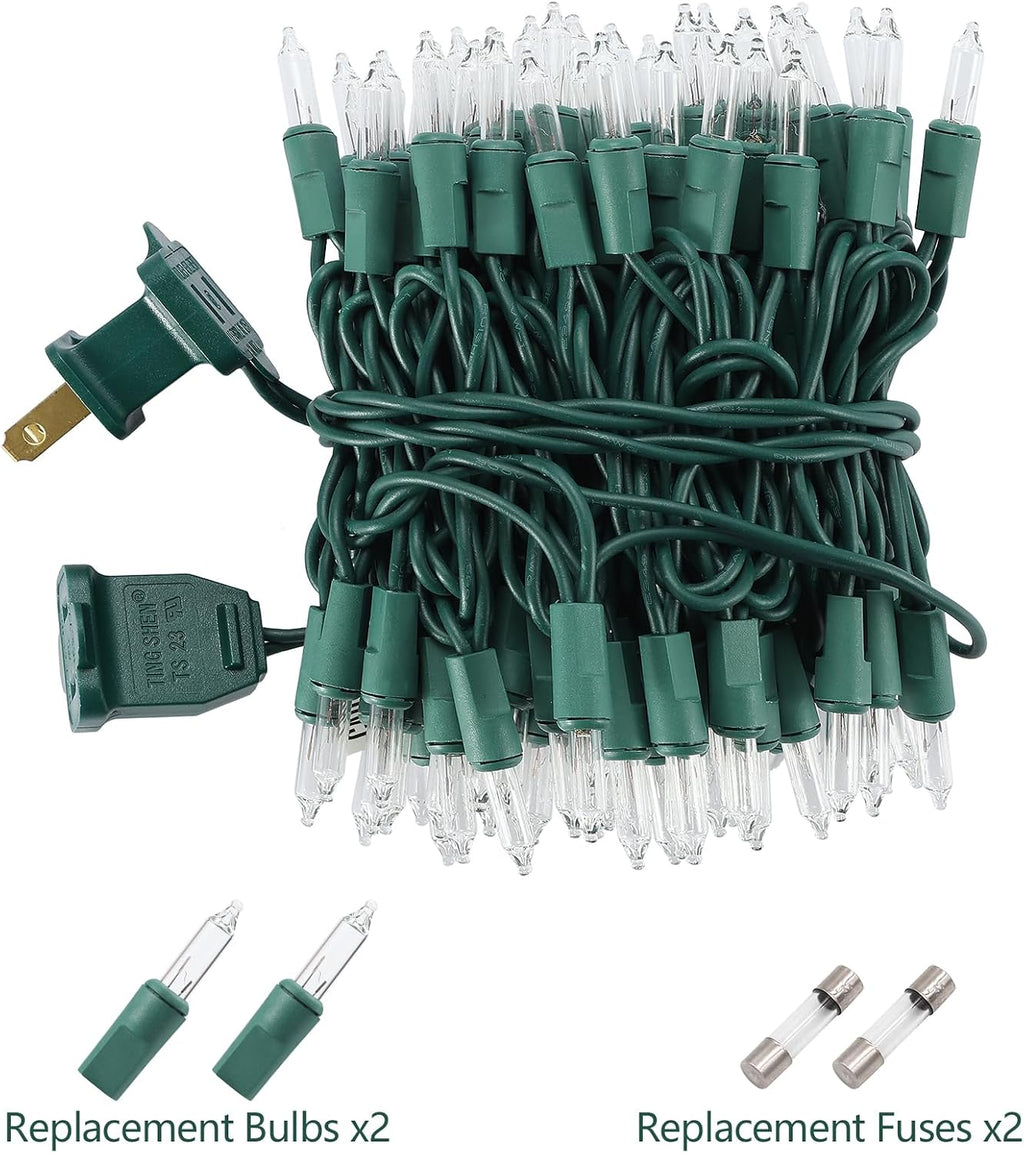 TIGOMOOV 100 Count Mini Warm White Christmas String Lights, 21FT Green Wire Incandescent Xmas Lights, UL Certified Plug in Connectable, Christmas Tree Lights for Indoor Outdoor Wreath Patio Yard Decor