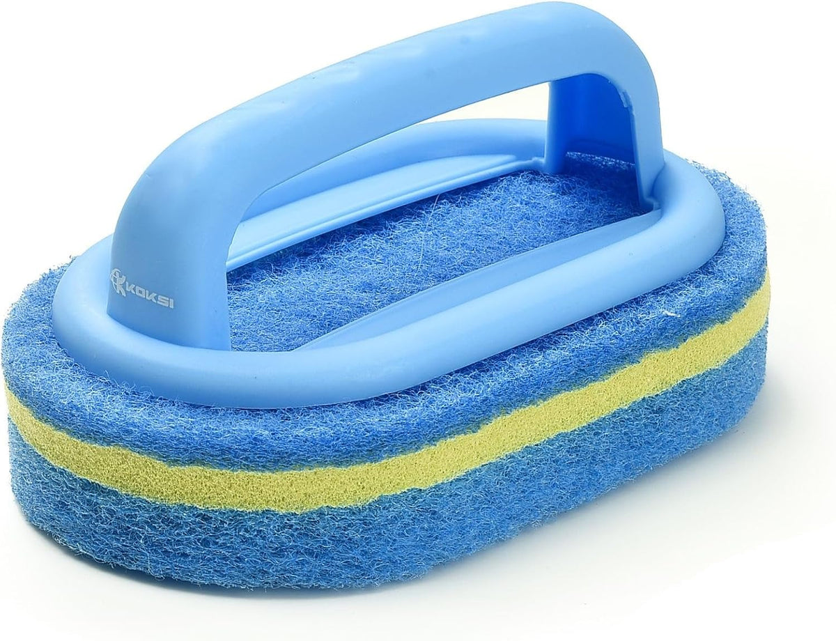 Scrub Brush Set for Bathroom Kitchen Bathtub Toilet Deep Cleaning Brush Tools All Purpose Cleaner Sponge Scrubbing Brushes with Ergonomic Handle, 4-Piece