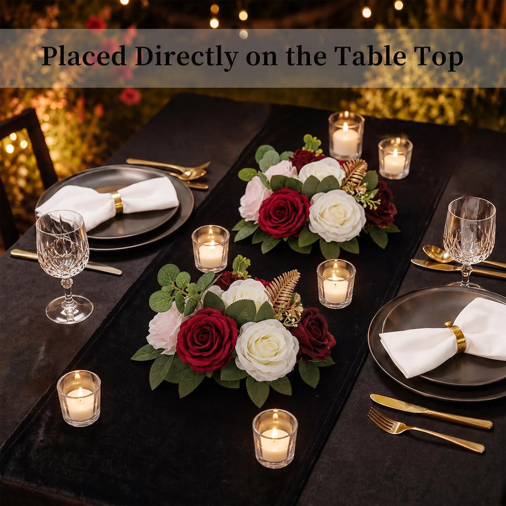 BLOSMON Artificial Rose Flowers Ball Wedding Centerpieces, 2 Pcs, Burgundy