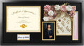 14x26 Black Shadow Box Diploma Frame with Graduation Cap & Tassel Holder for 8.5x11 Diploma and 4x6 Photo with MDF Wood and Plexiglass, Black Over Gold Mat for Wall, Graduation Keepsakes