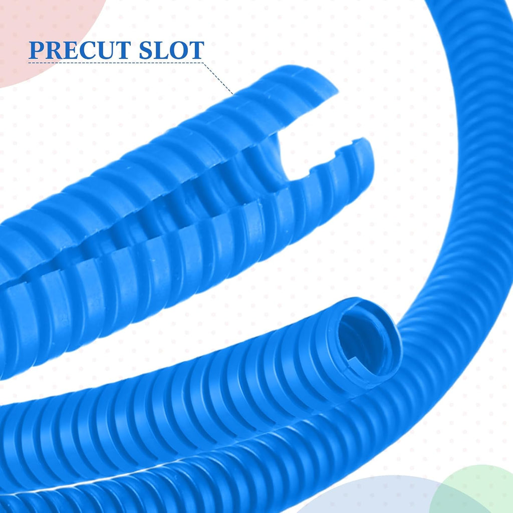 1/4 Inch x 24.6 ft Wire Loom Split Tubing Guard Plastic Convoluted Flex Electric Wire Cord Protectors from Pets No Chew (Blue)