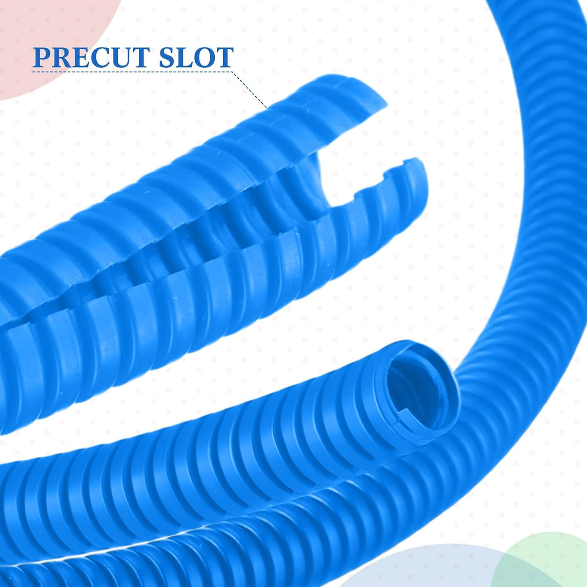 1/4 Inch x 24.6 ft Wire Loom Split Tubing Guard Plastic Convoluted Flex Electric Wire Cord Protectors from Pets No Chew (Blue)