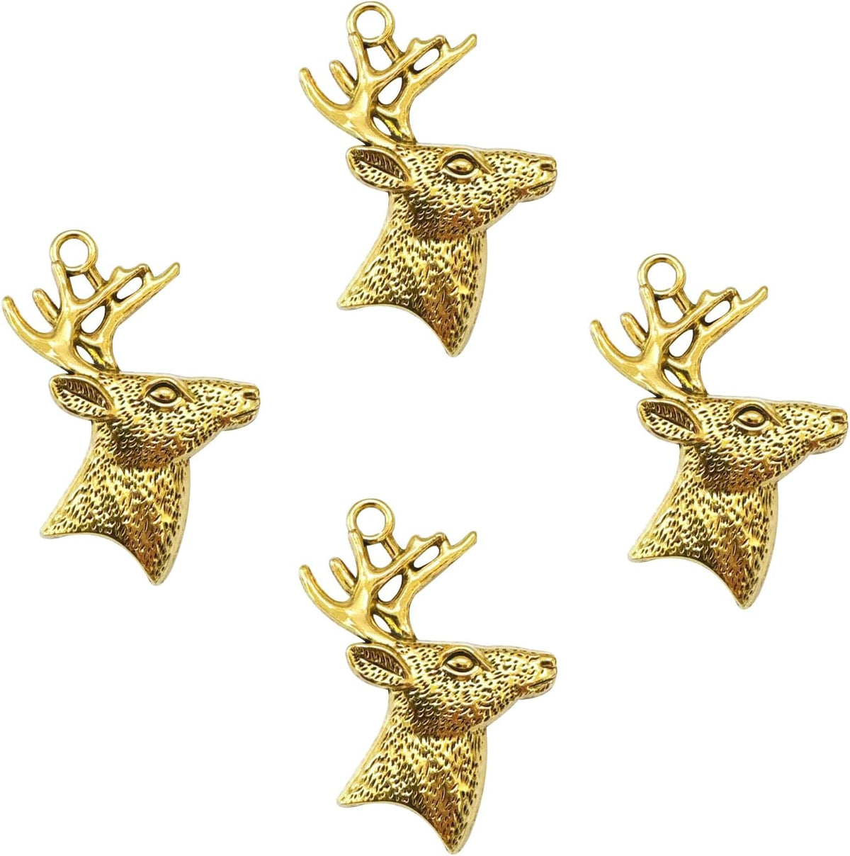 Set of 12 Deer Shower Curtain Hooks Rings Rustic Cabin Bath Christmas Theme Decoration Reindeer Antlers Stag Woodland Stainless Steel Rustproof (Gold)
