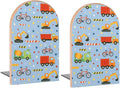 Vehicle Bike Truck Stars Book Ends Decorative Wood Bookends for Shelves Kids Room Desk Home Office Book Stoppers for Magazines,Books, DVDs, 1 Pair/2 Pieces(5x3.1 in)