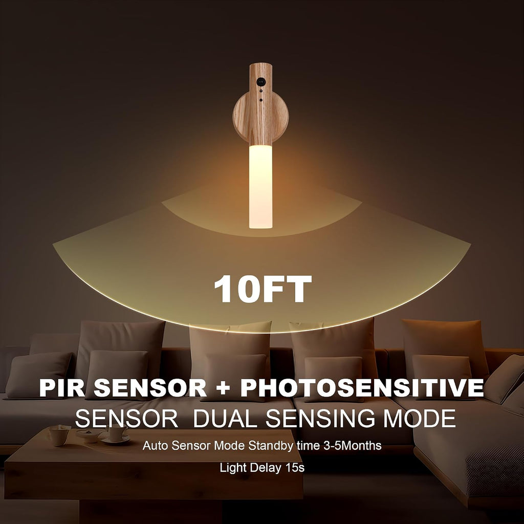 Wood Motion Sensor Night Light RGB Stairway Wall