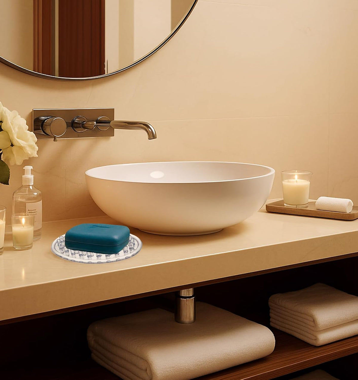 2Pcs Silicone Soap Holder, Simplicity Clear Oval Soap Dish for Shower