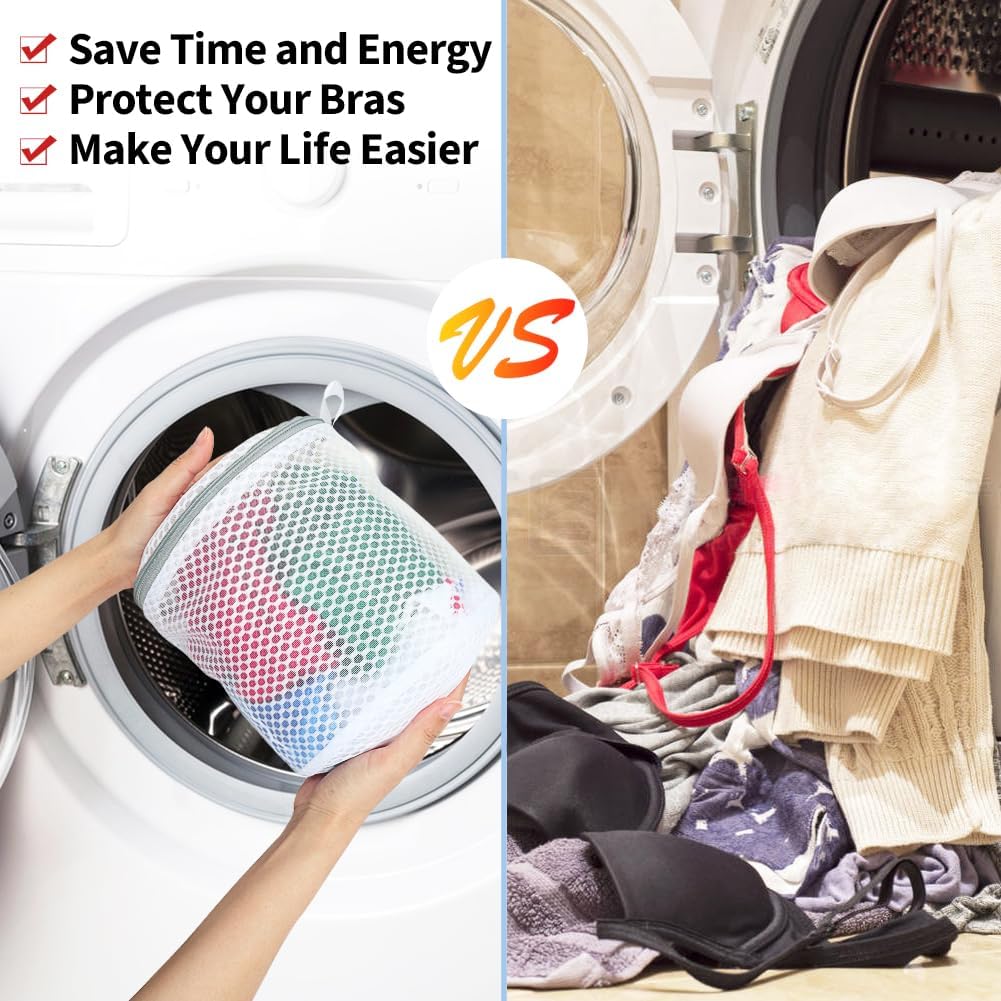 Vivifying Bra Laundry Bags, 2 Pack, 7 x 7.5 Inch Mesh Wash Bags