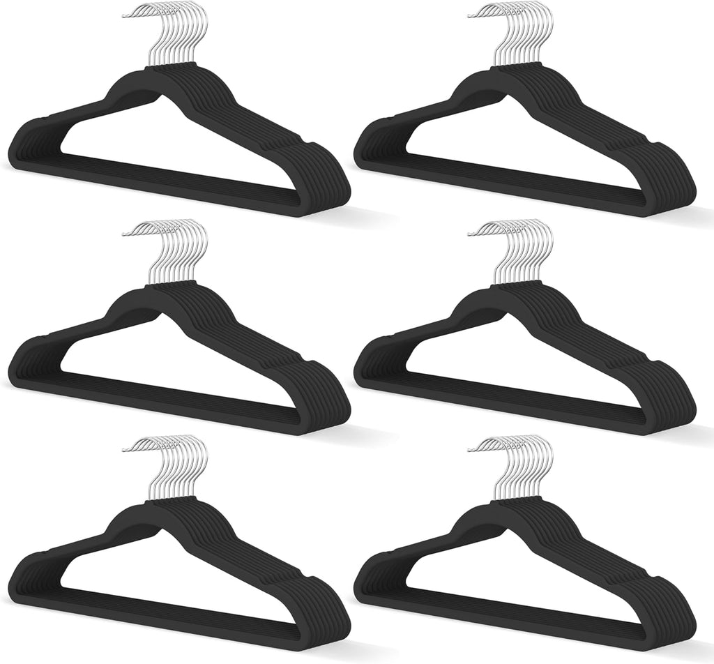 New Premium Velvet Hangers 60 Pack, Non Slip Clothes Hangers, Black