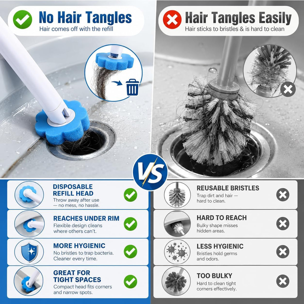 Upgraded 2026 Disposable Toilet Brush, Toilet Bowl Brush and Holder Set, Handle Auto Open Cleaners, Toilet Cleaning System with Storage Caddy for Sink 30 Wand Refills,15 Pairs of Gloves, Bathtub.