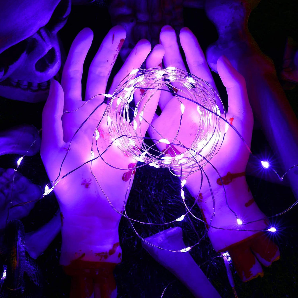 Brizled Halloween Lights Purple, 20 LED Indoor Battery Fairy Lights,12 Pack