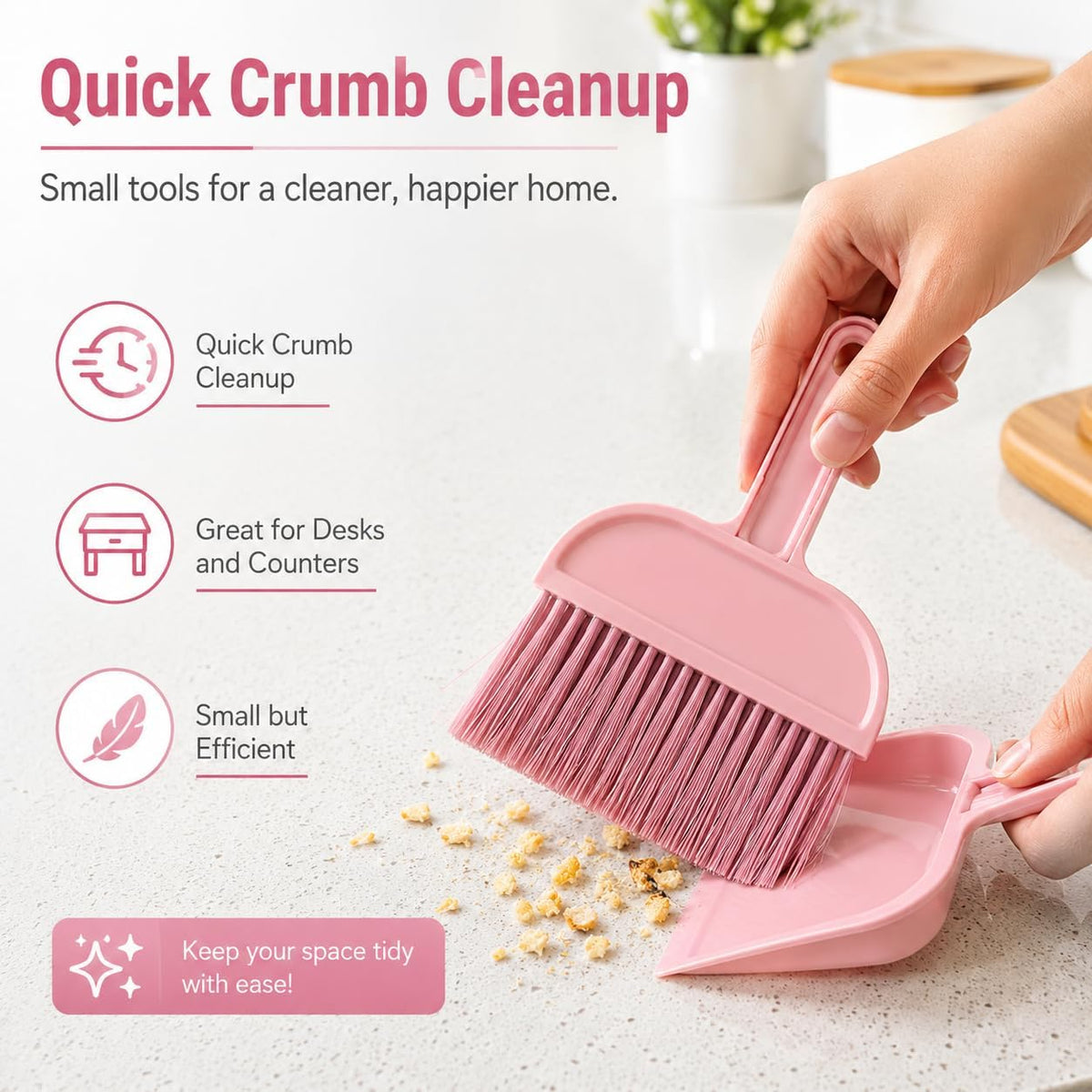 Mini Broom and Dustpan Set, Compact Cleaning Kit for Home Car Camping Small Spaces Pet Cleanup and Travel